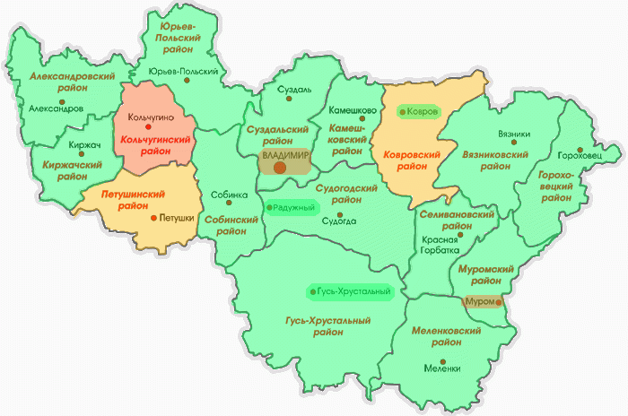 Карта кольчугинского района с деревнями